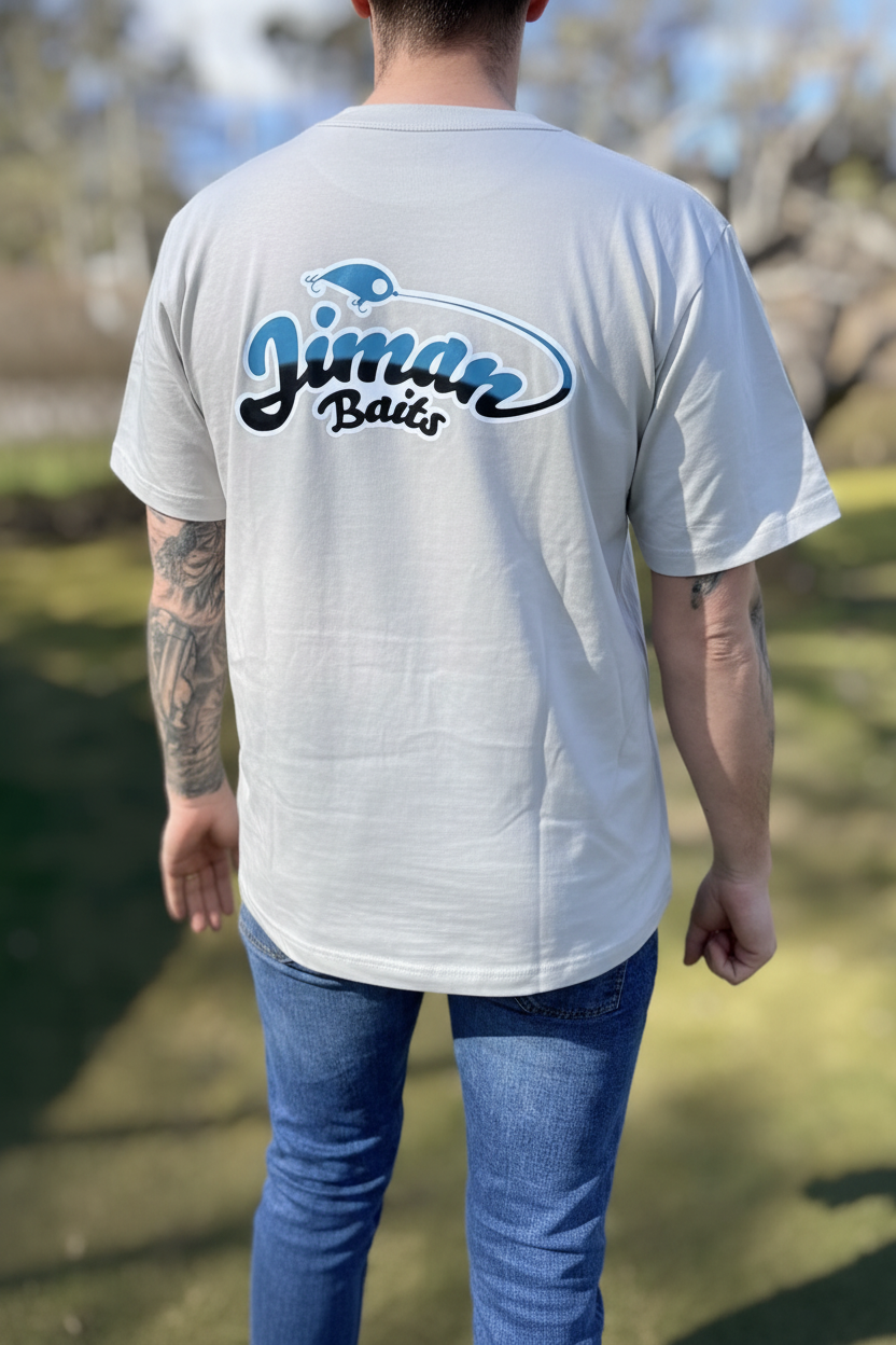 Jiman Baits grå t-shirt utslätad